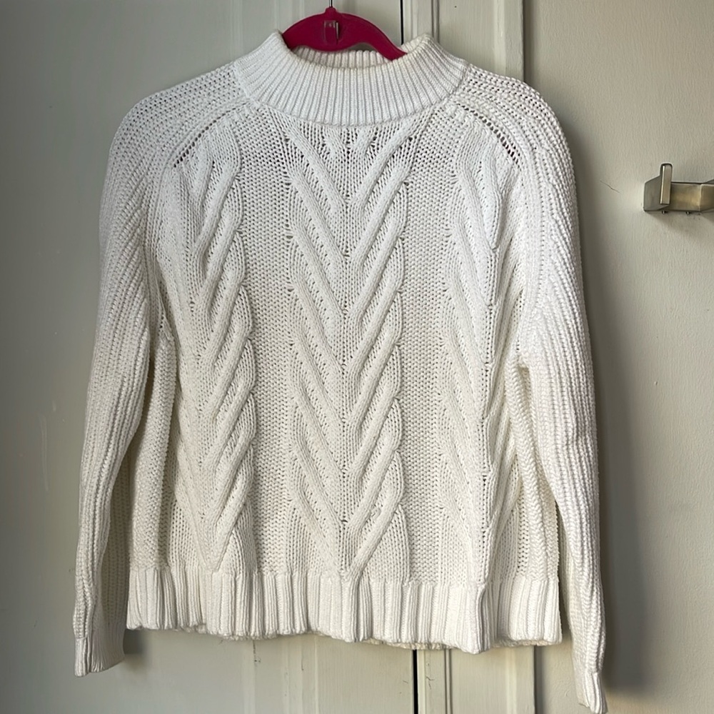 J. Crew Fisherman Cable Knit Cotton Sweater S